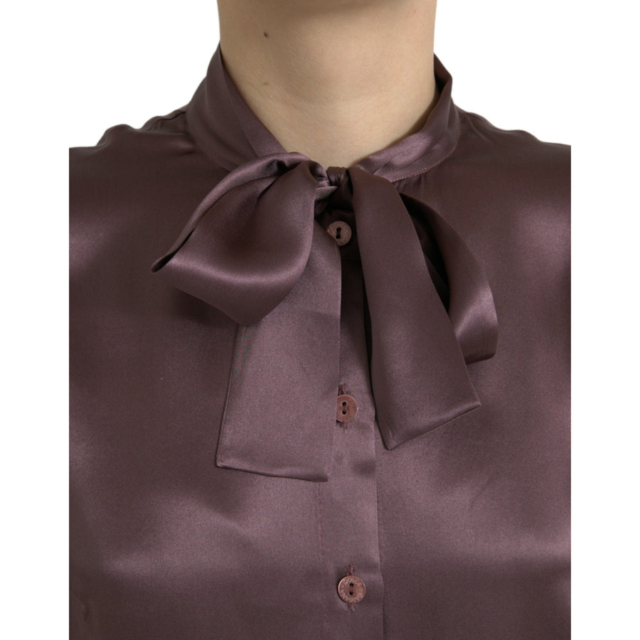 Dolce & Gabbana Elegant Silk Ascot Collar Blouse