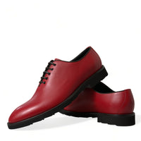 Dolce & Gabbana Elegant Red Leather Oxford Dress Shoes