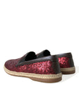 Dolce & Gabbana Red Sequined Leather Loafers