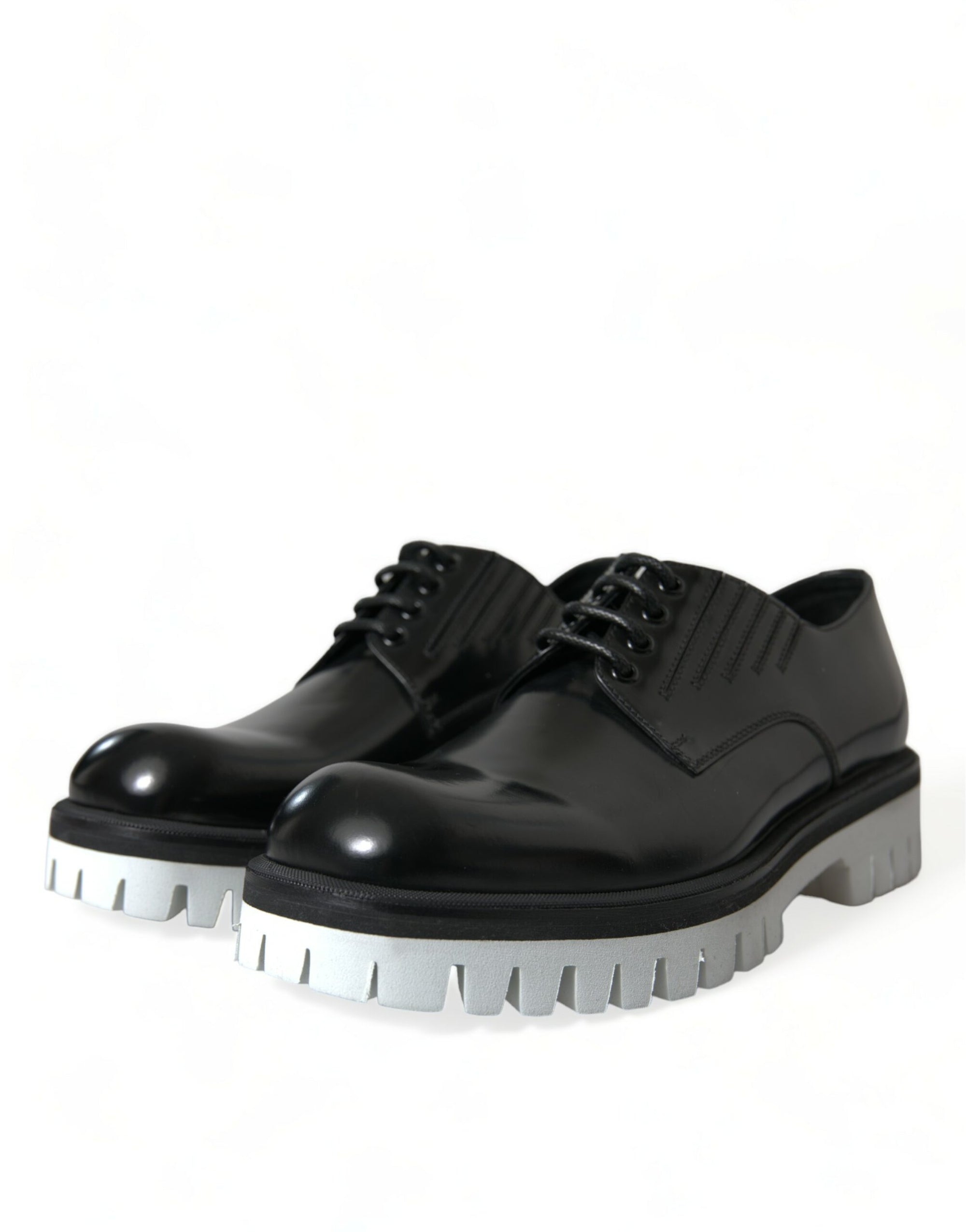 Dolce &amp; Gabbana Sophisticated Black and White Leather Derby Shoes