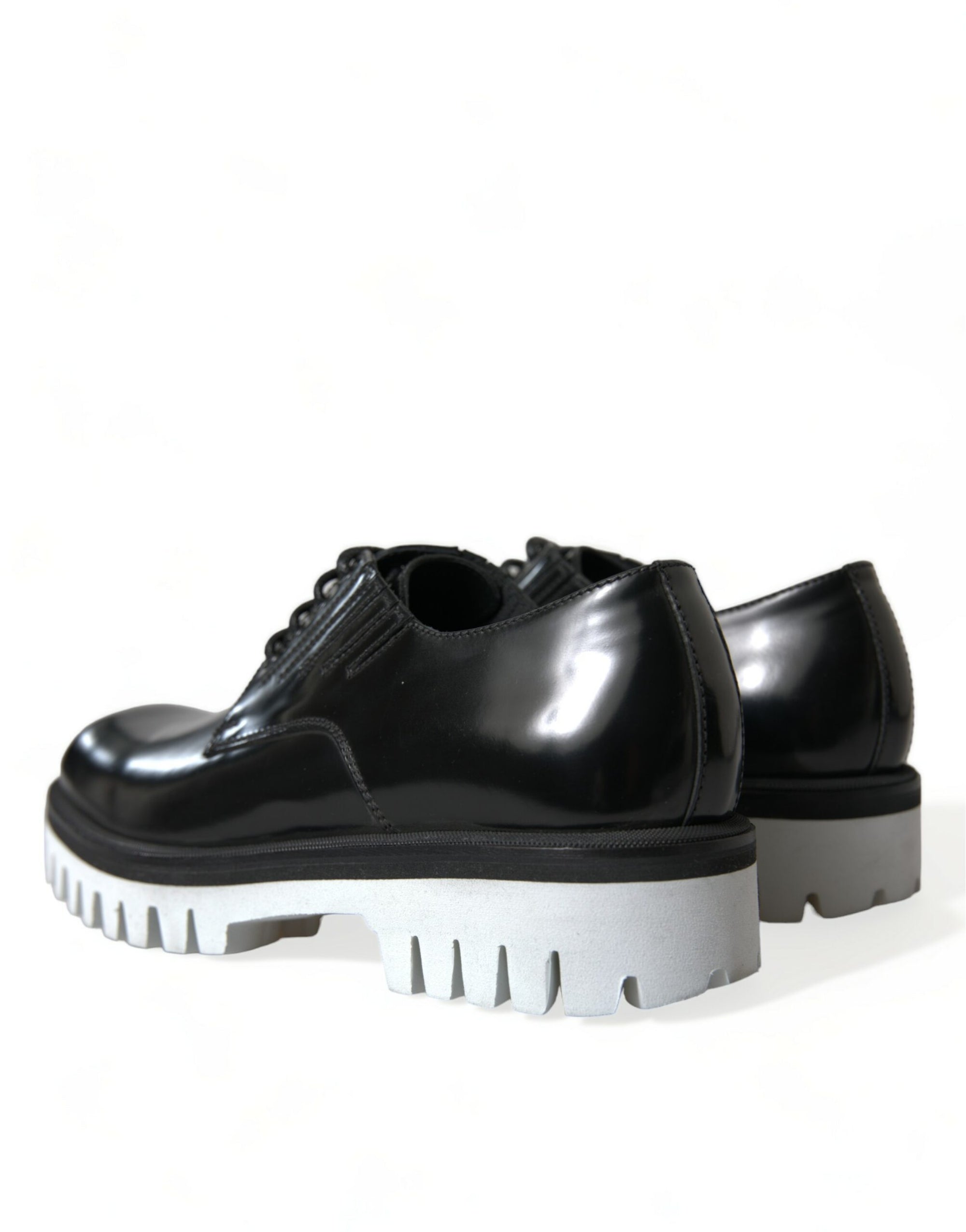Dolce &amp; Gabbana Sophisticated Black and White Leather Derby Shoes