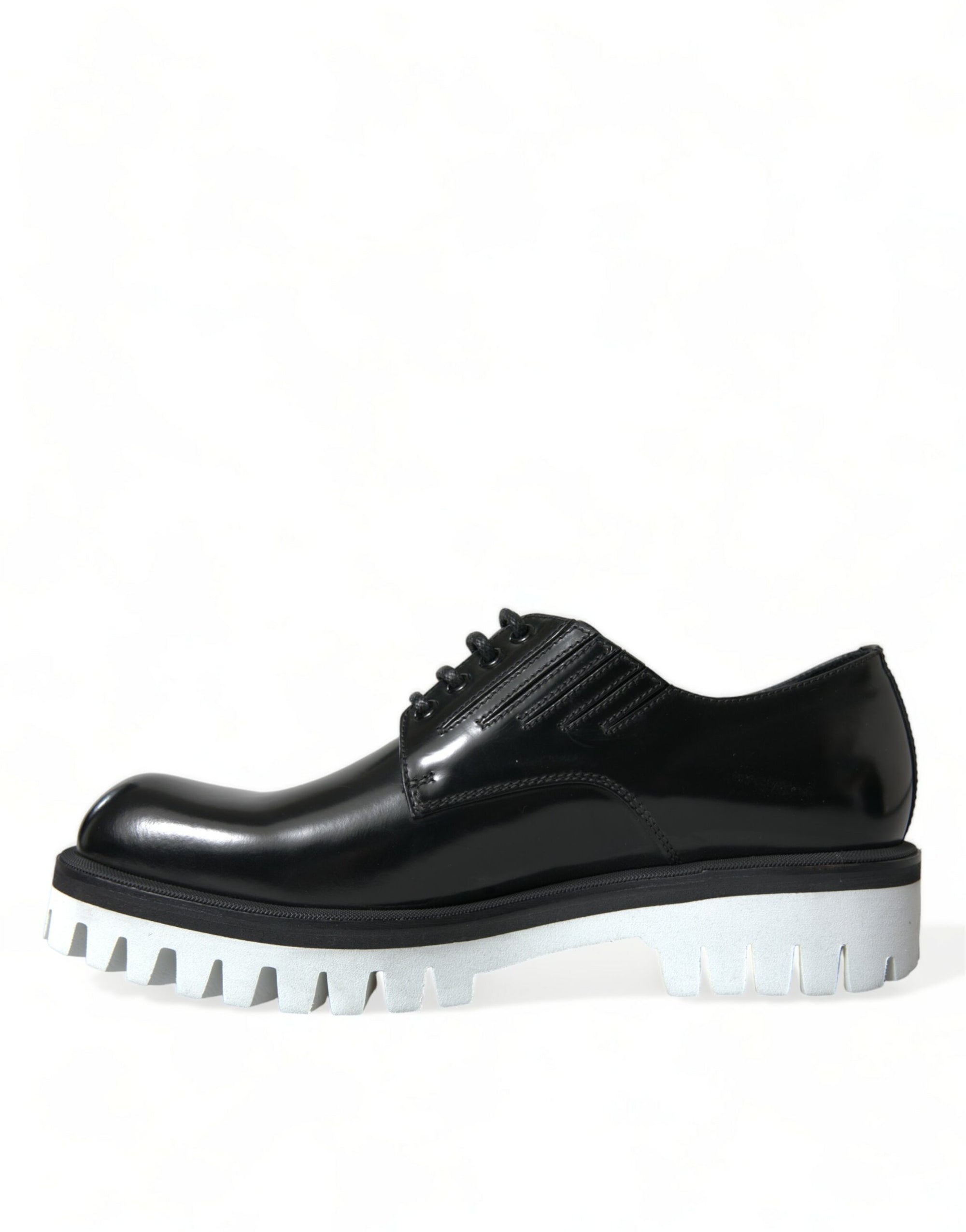 Dolce &amp; Gabbana Sophisticated Black and White Leather Derby Shoes