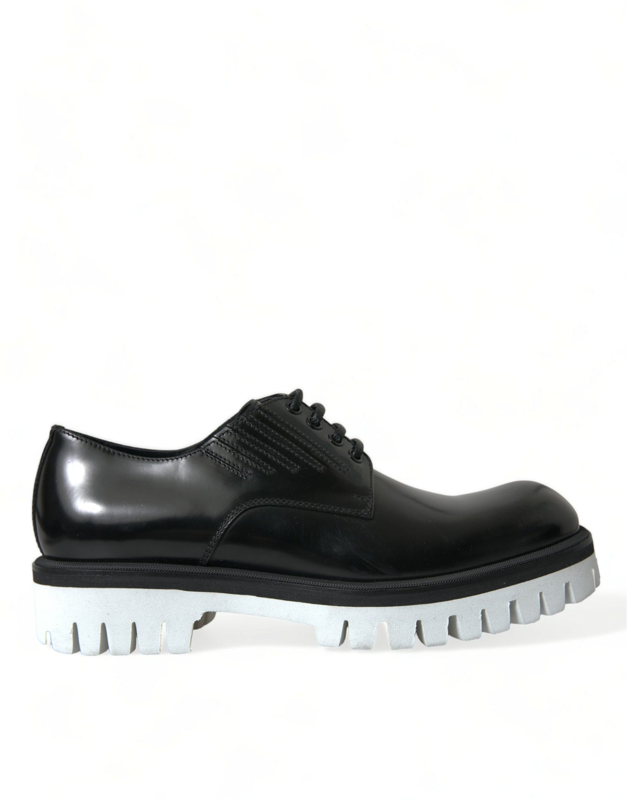 Dolce &amp; Gabbana Sophisticated Black and White Leather Derby Shoes