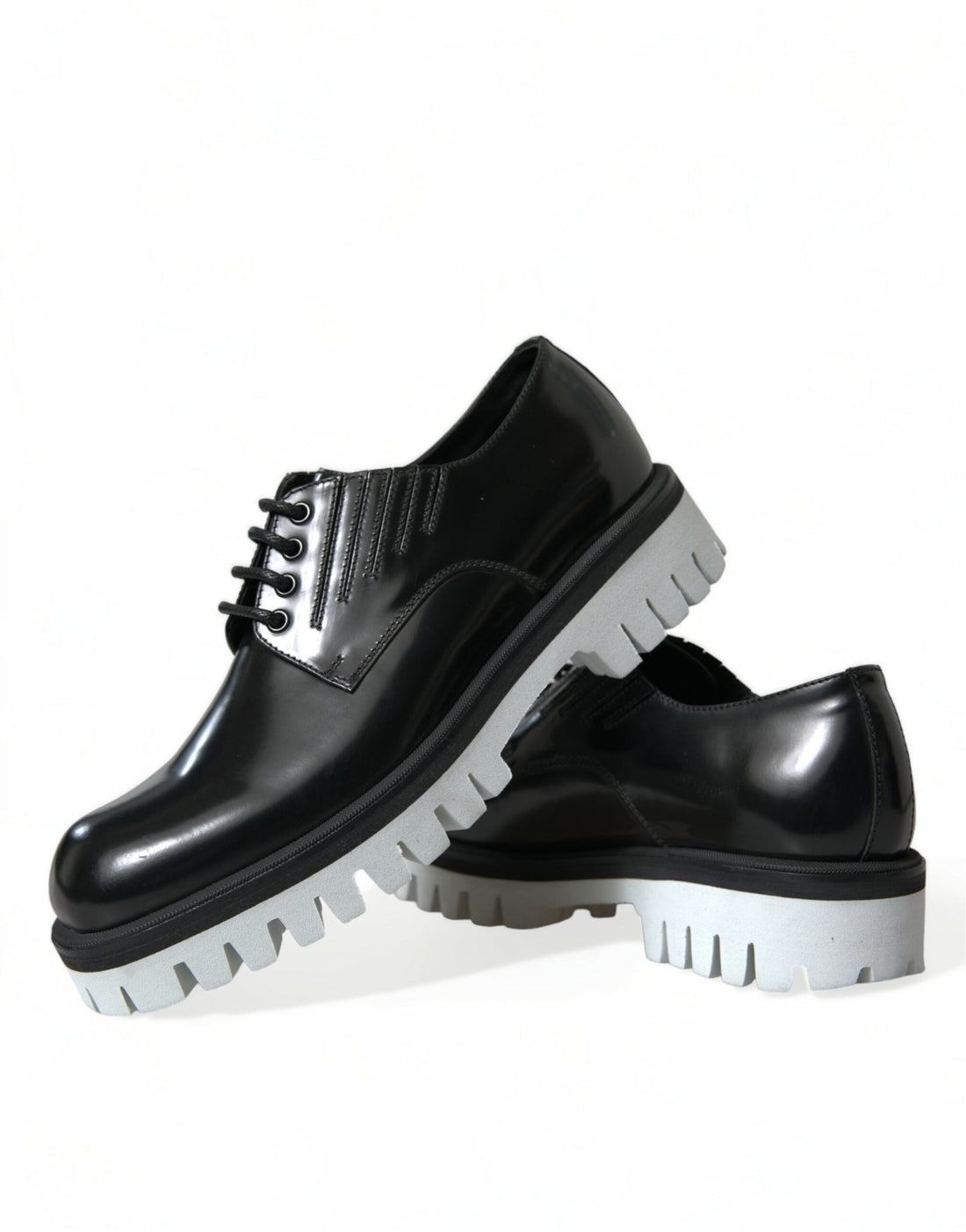 Dolce & Gabbana Sophisticated Black and White Leather Derby Shoes