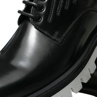 Dolce & Gabbana Sophisticated Black and White Leather Derby Shoes