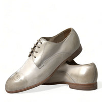 Dolce & Gabbana Elegant White Calfskin Derby Shoes