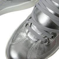 Dolce & Gabbana Silver Leather High-Top Sneakers