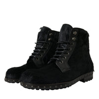 Dolce & Gabbana Elegant Black Calf Leather Lace-Up Boots