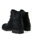 Dolce & Gabbana Elegant Black Calf Leather Lace-Up Boots