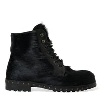 Dolce & Gabbana Elegant Black Calf Leather Lace-Up Boots