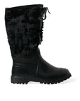Dolce & Gabbana Sleek Black Shearling Mid Calf Boots