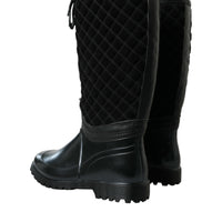 Dolce & Gabbana Elegant Quilted Lace-Up Rain Boots