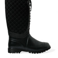 Dolce & Gabbana Elegant Quilted Lace-Up Rain Boots