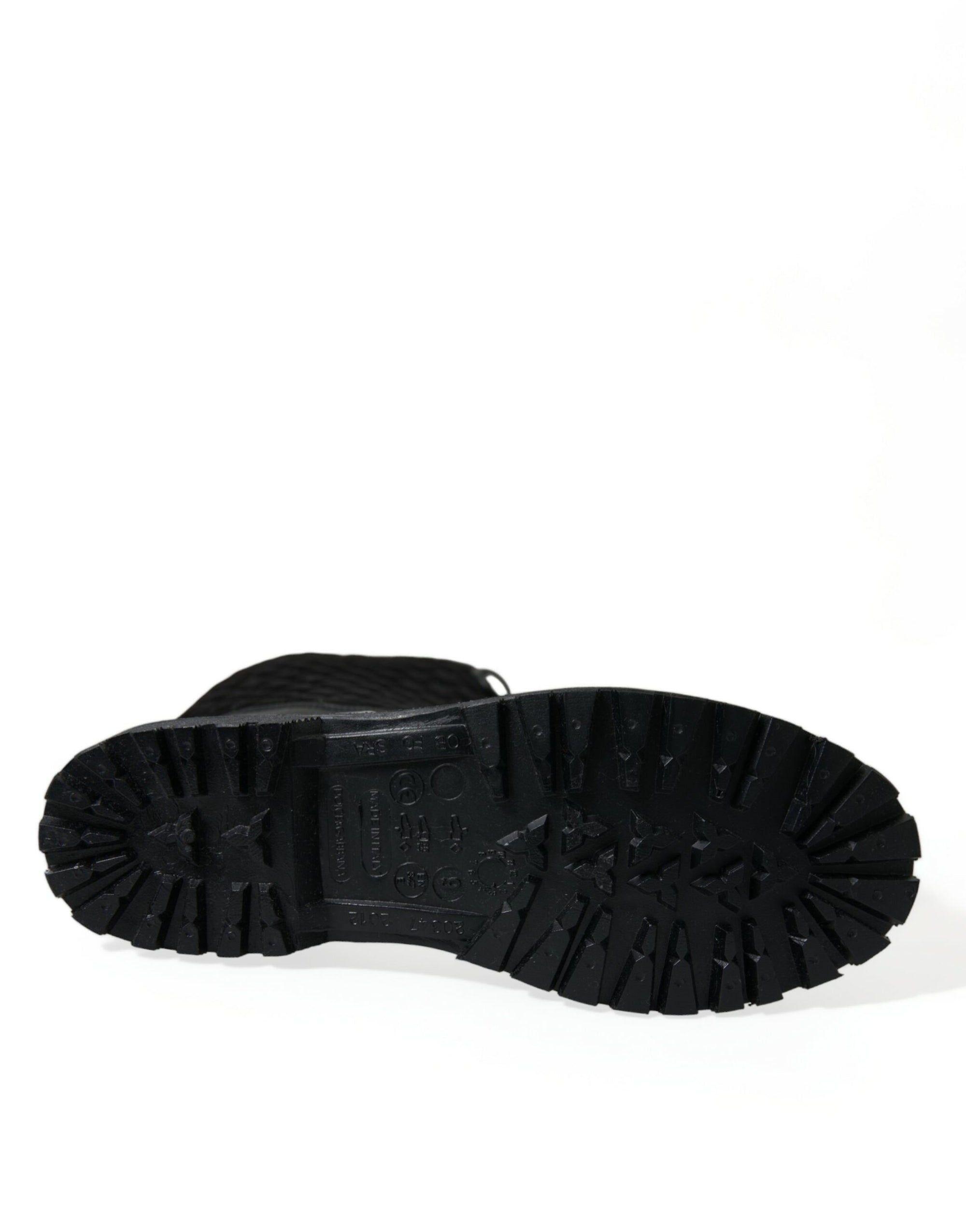 Dolce &amp; Gabbana Elegant Quilted Lace-Up Rain Boots