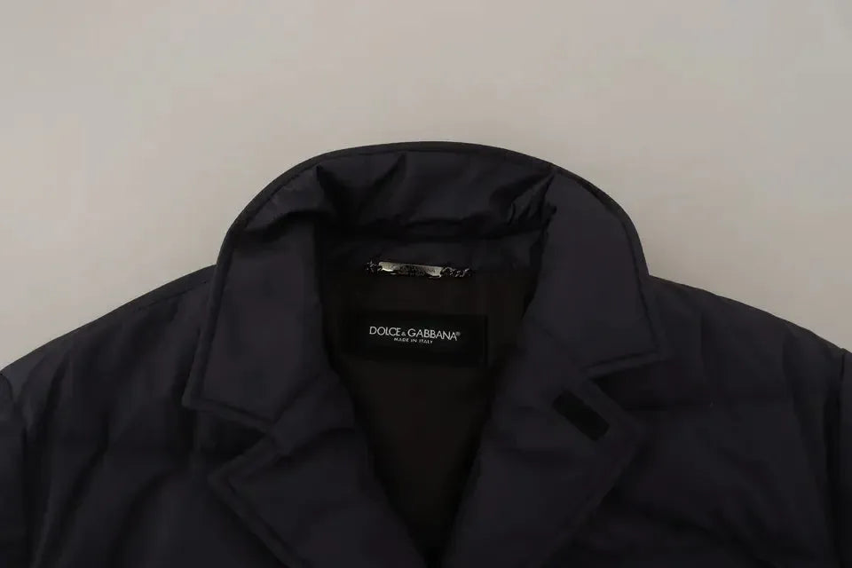 Dolce &amp; Gabbana Elegant Dark Blue Silk Blend Jacket