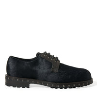 Dolce & Gabbana Elegant Black Calf Fur Derby Shoes