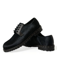 Dolce & Gabbana Elegant Black Calf Fur Derby Shoes