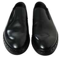 Dolce & Gabbana Elegant Black Leather Studded Loafers