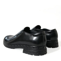 Dolce & Gabbana Elegant Black Leather Studded Loafers