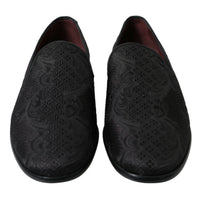 Dolce & Gabbana Elegant Black Brocade Dress Loafers