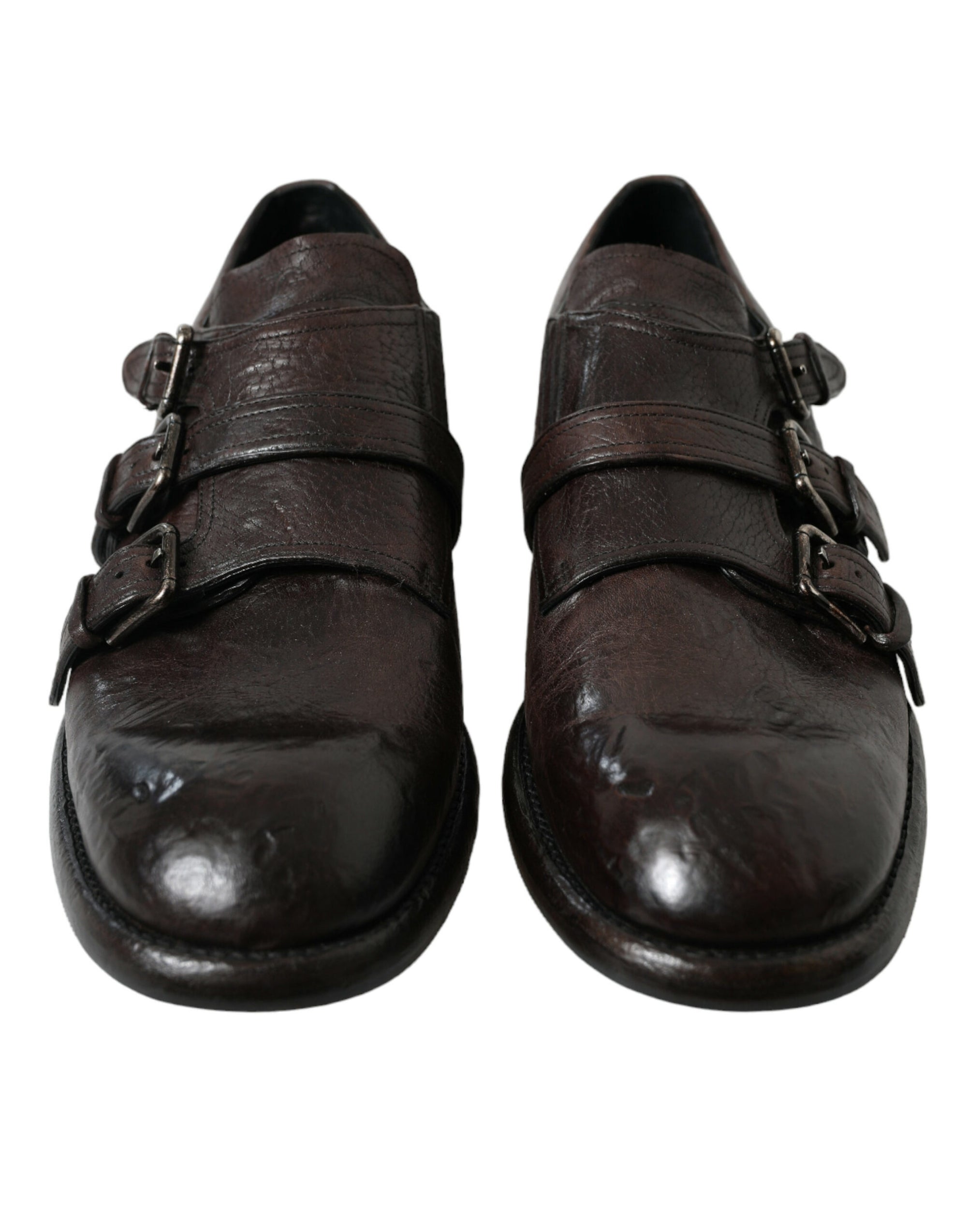 Dolce &amp; Gabbana Elegant Triple Buckle Leather Dress Shoes