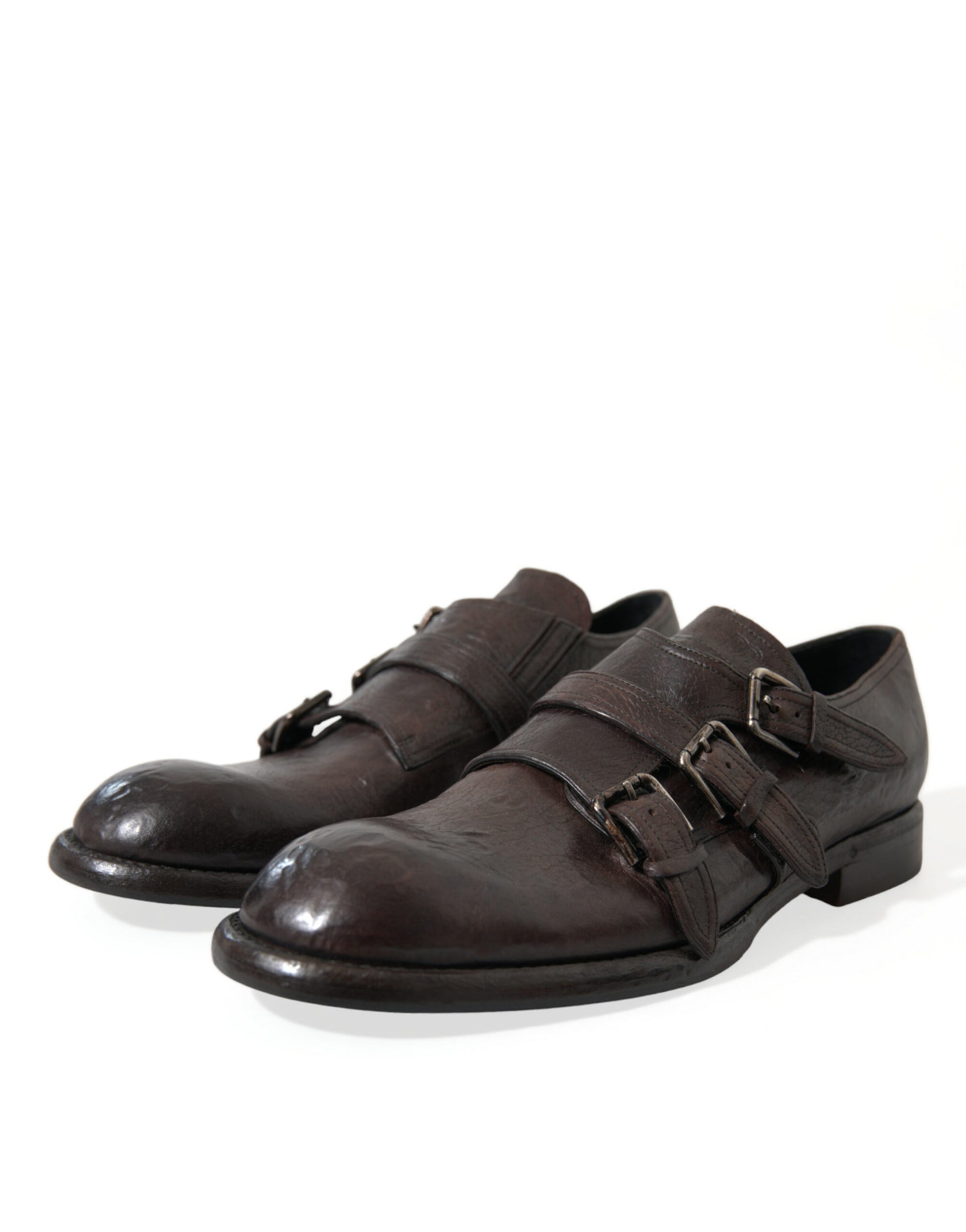 Dolce &amp; Gabbana Elegant Triple Buckle Leather Dress Shoes