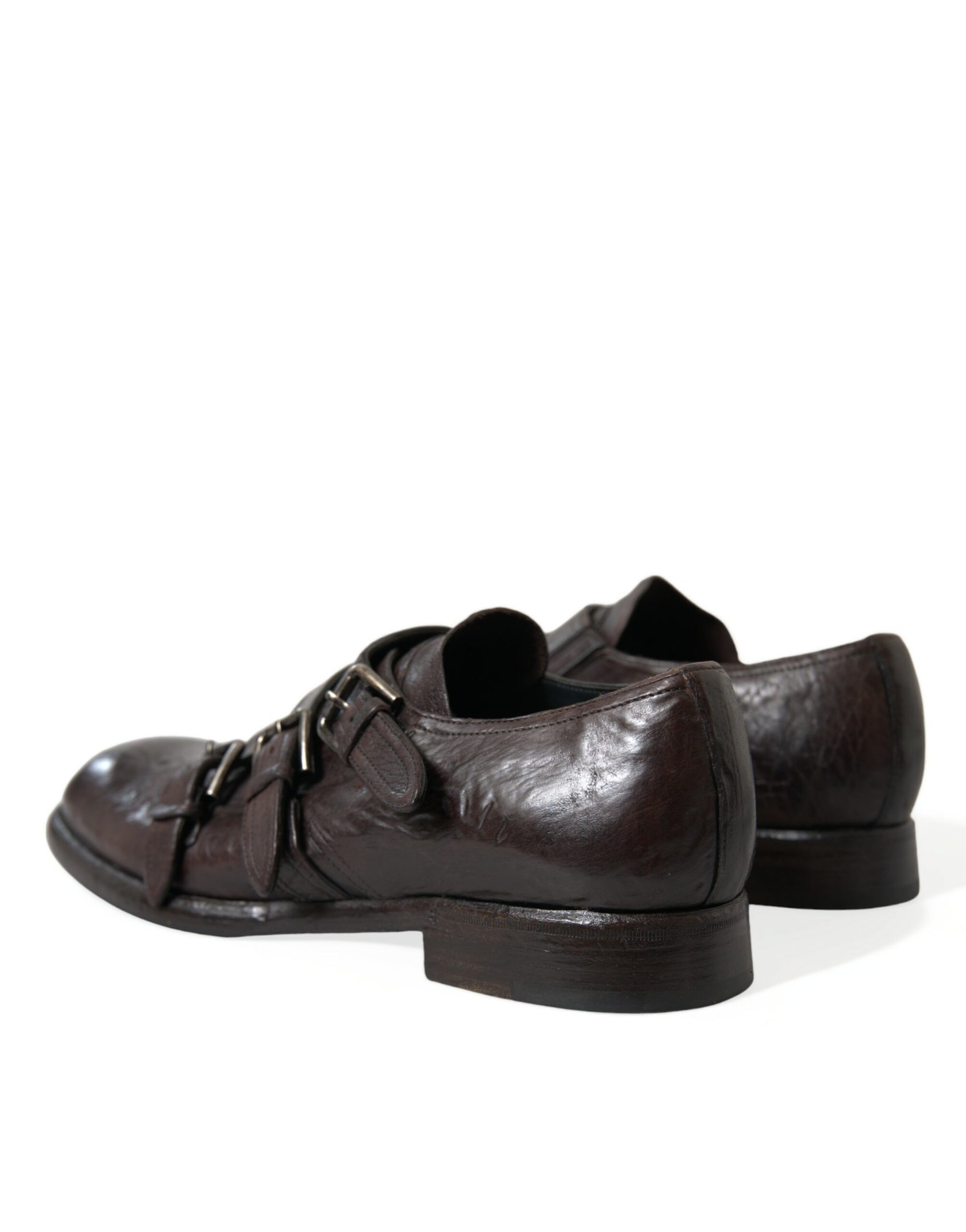 Dolce &amp; Gabbana Elegant Triple Buckle Leather Dress Shoes