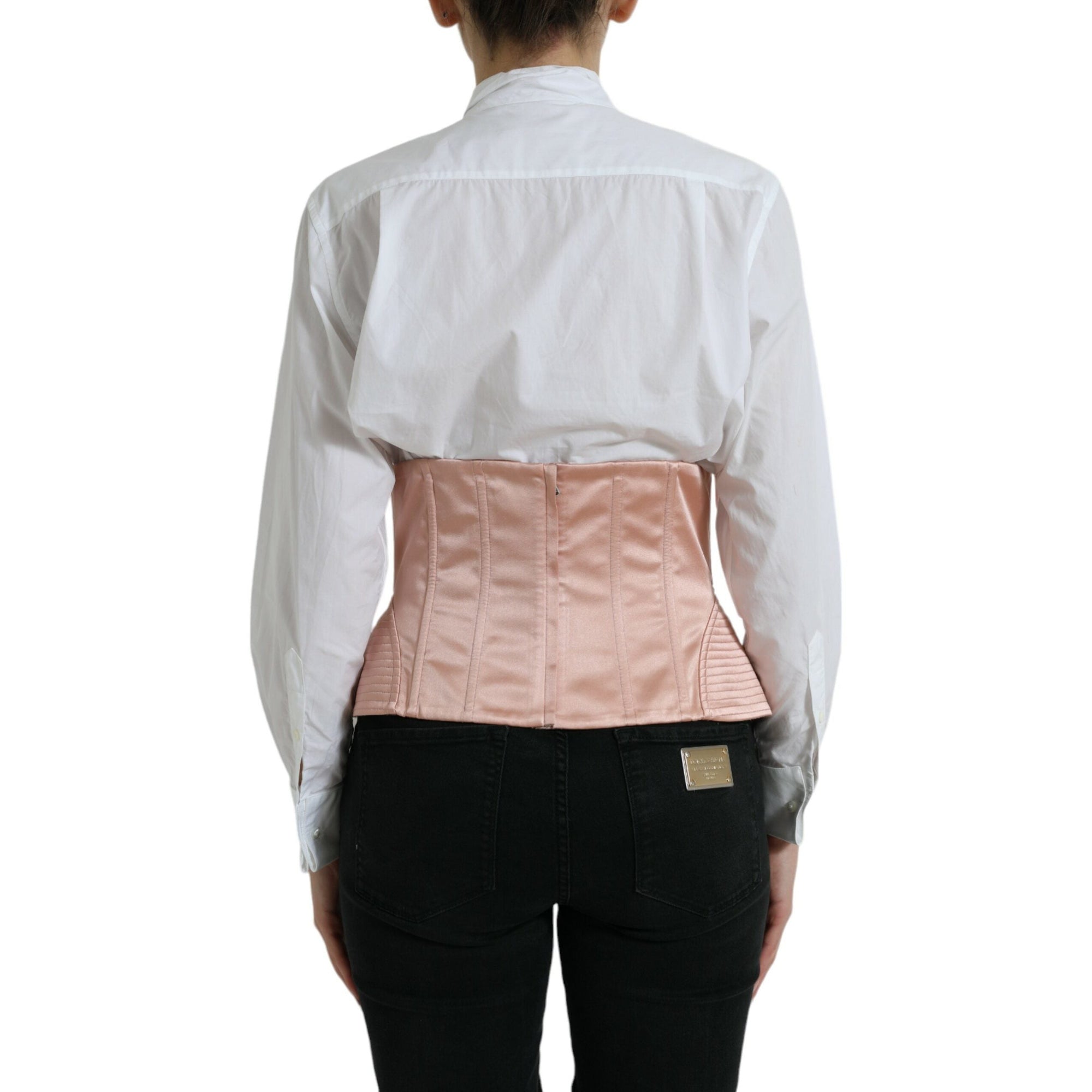 Dolce &amp; Gabbana Elegant Pink Lace-Up Corset Belt