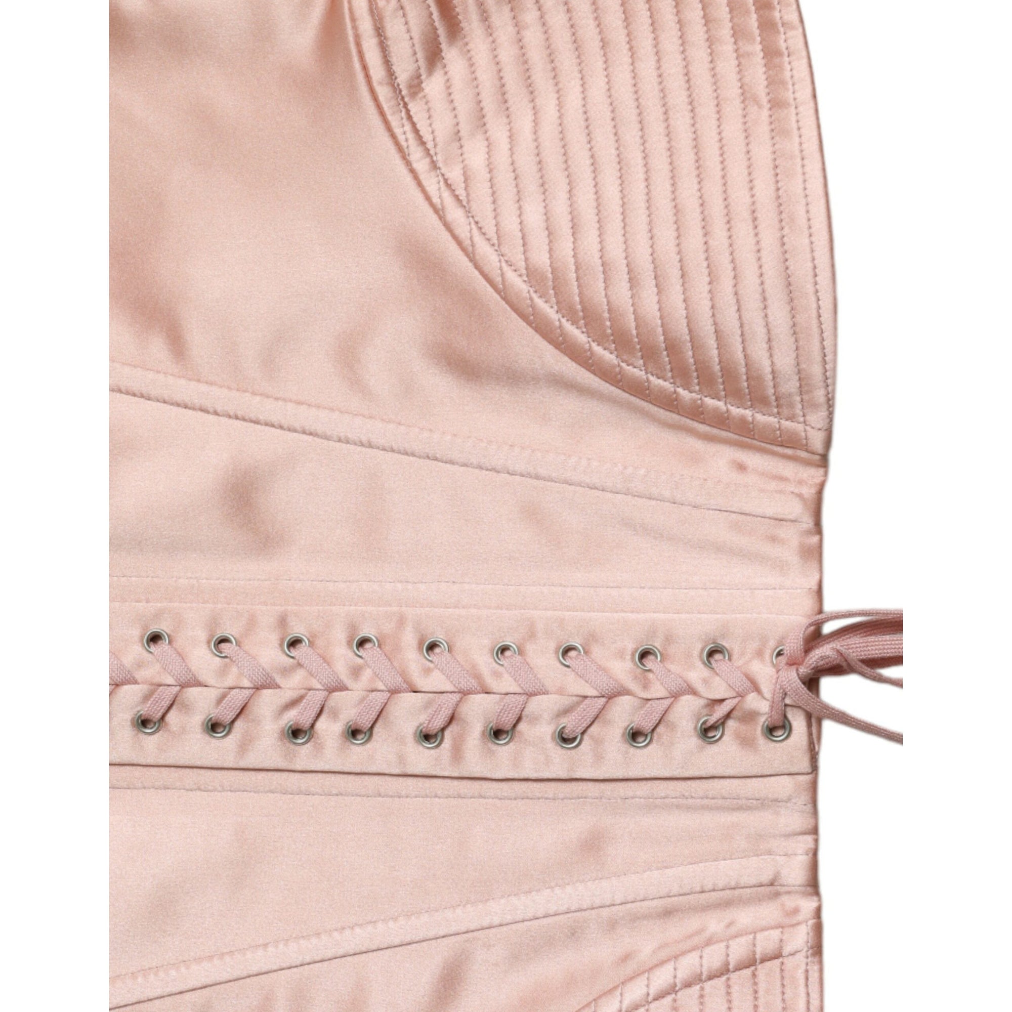 Dolce &amp; Gabbana Elegant Pink Lace-Up Corset Belt