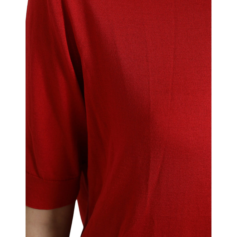 Dolce & Gabbana Silk Red Crew Neck Top