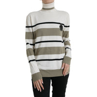 Dolce & Gabbana Italian Striped Wool Turtleneck Sweater