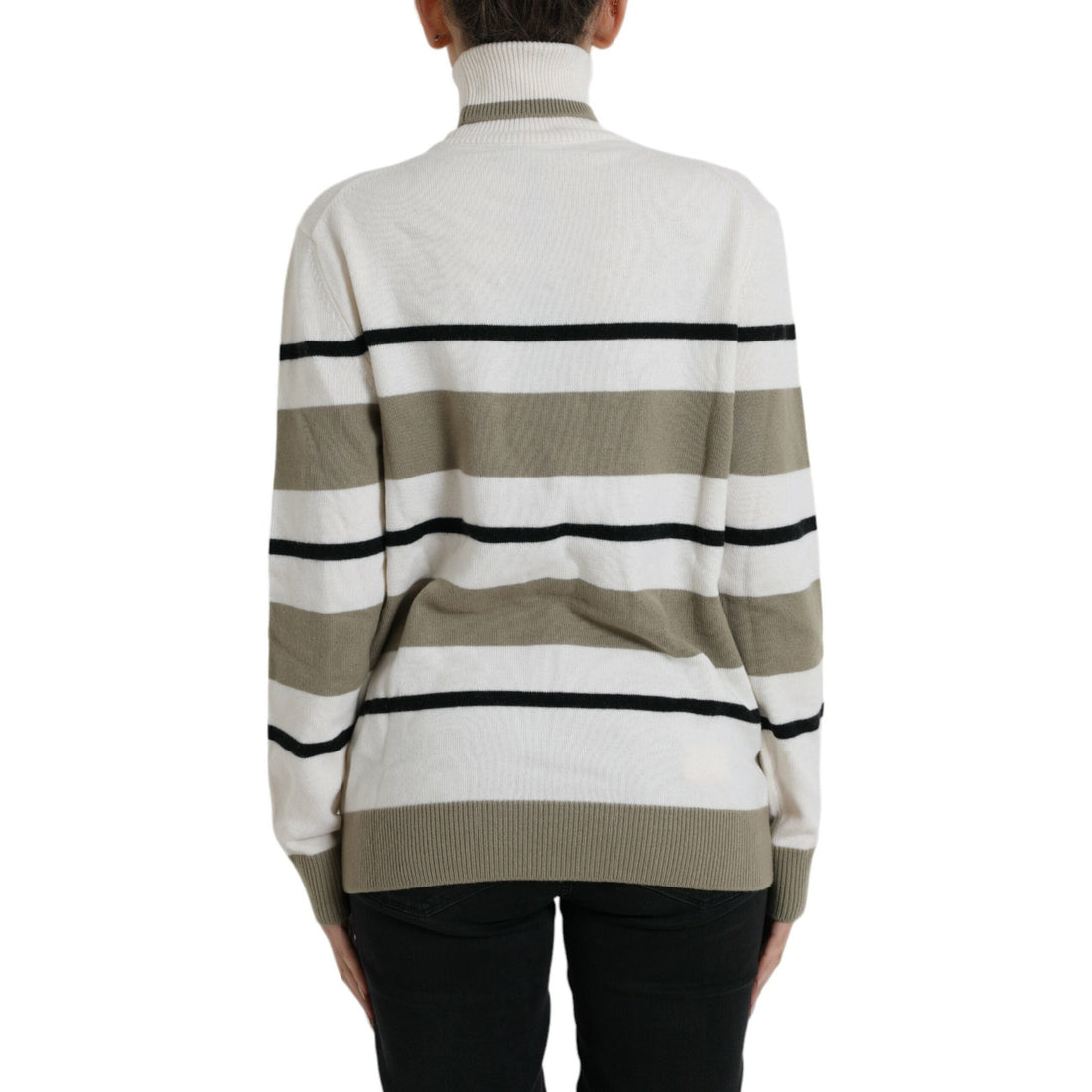 Dolce & Gabbana Italian Striped Wool Turtleneck Sweater