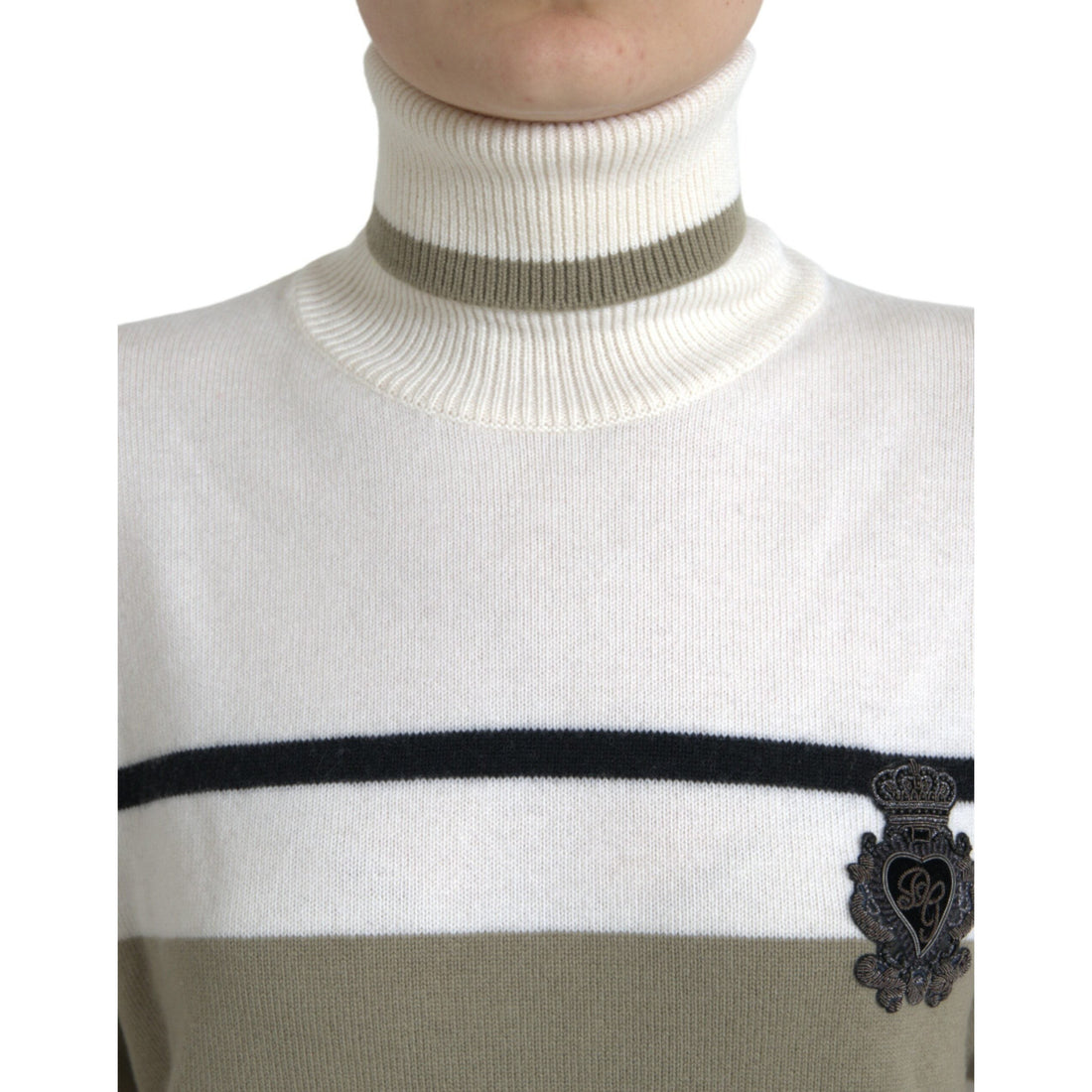 Dolce & Gabbana Italian Striped Wool Turtleneck Sweater