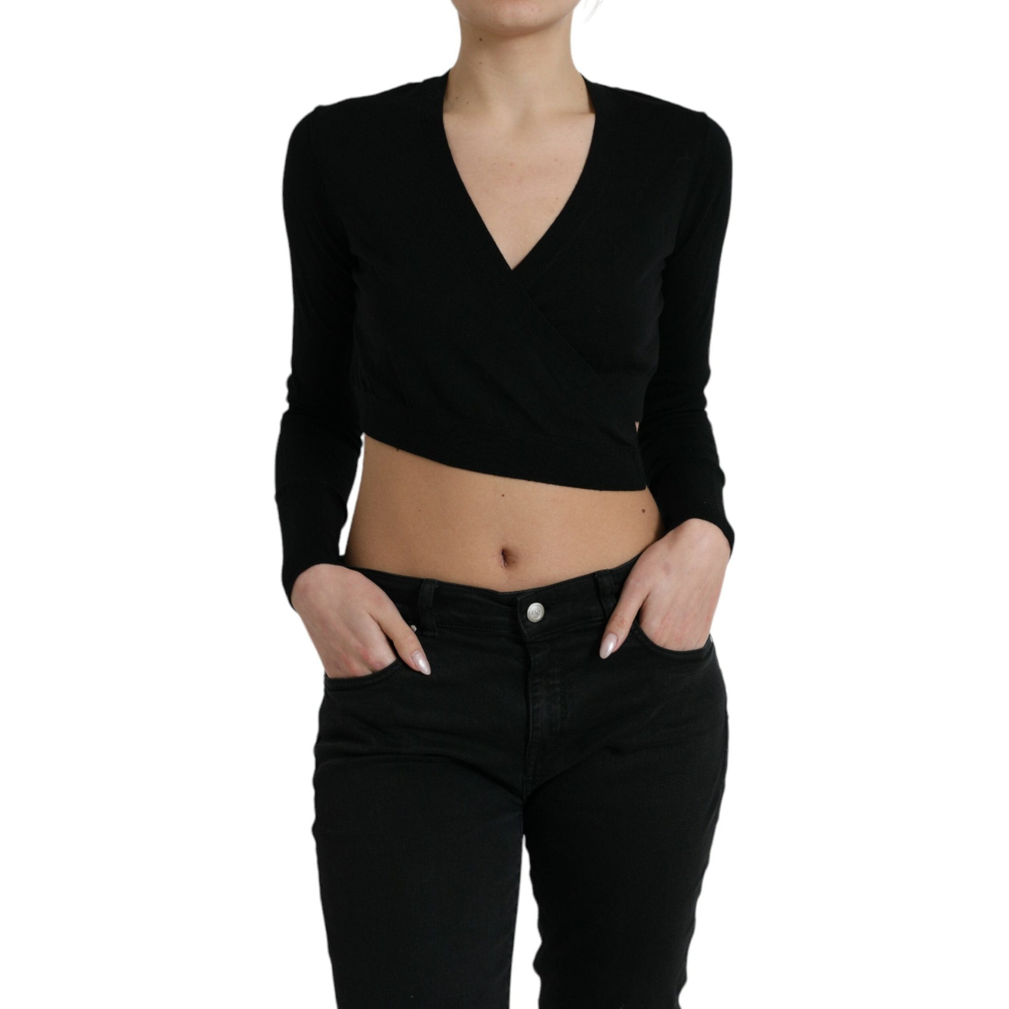 Dolce &amp; Gabbana Elegant Black Virgin Wool Cardigan Sweater