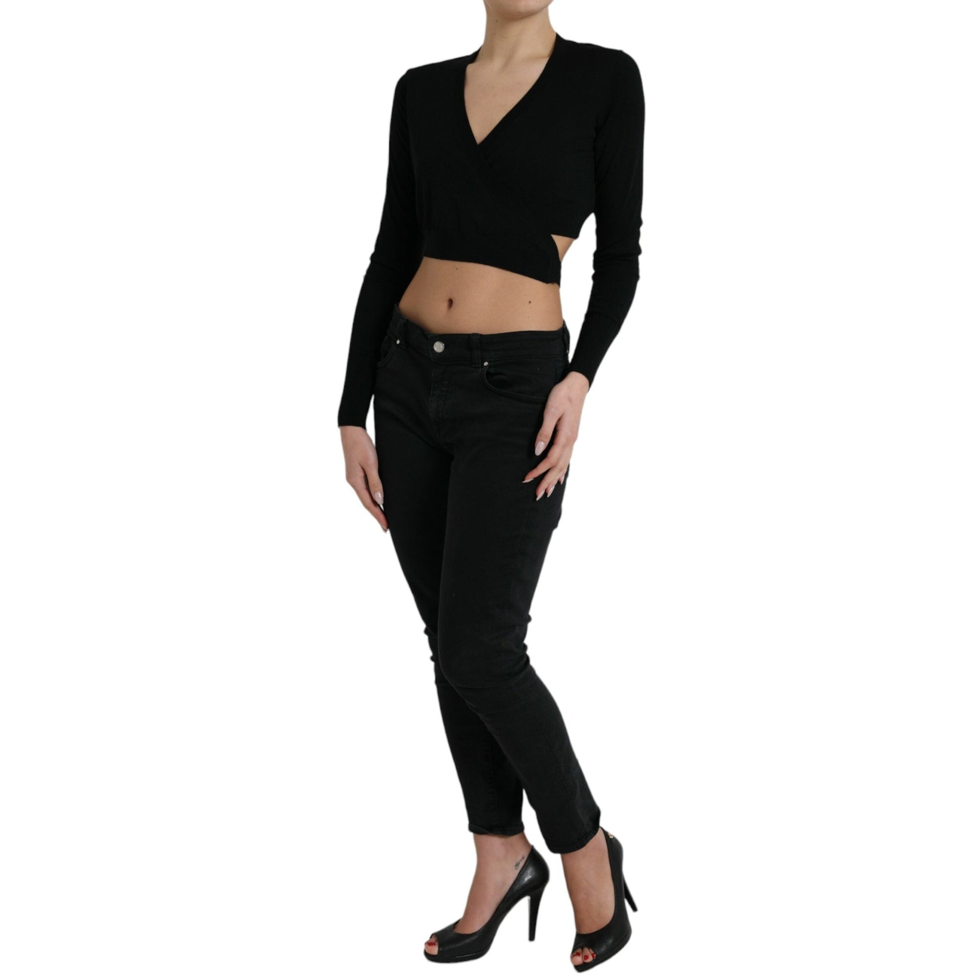 Dolce &amp; Gabbana Elegant Black Virgin Wool Cardigan Sweater