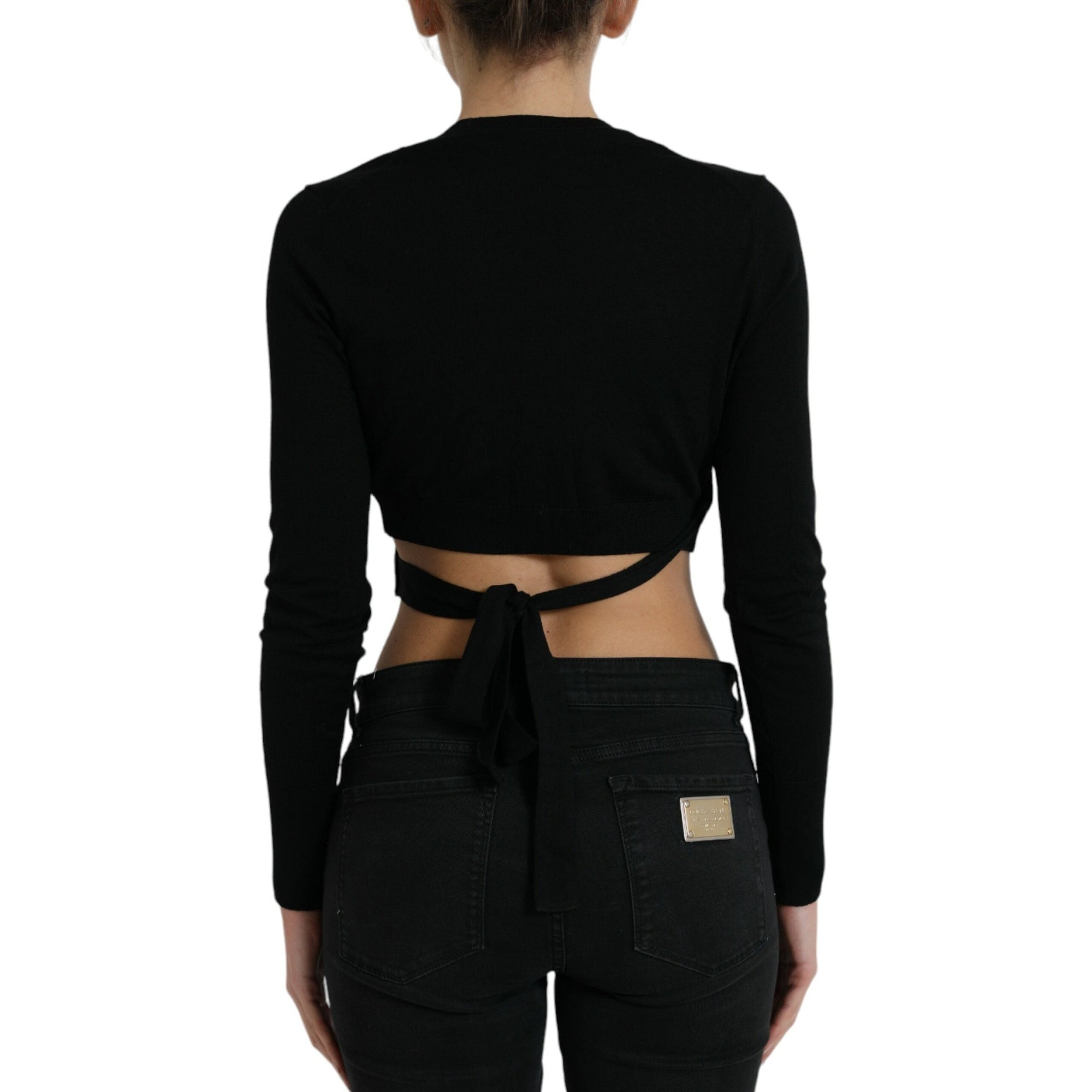 Dolce &amp; Gabbana Elegant Black Virgin Wool Cardigan Sweater
