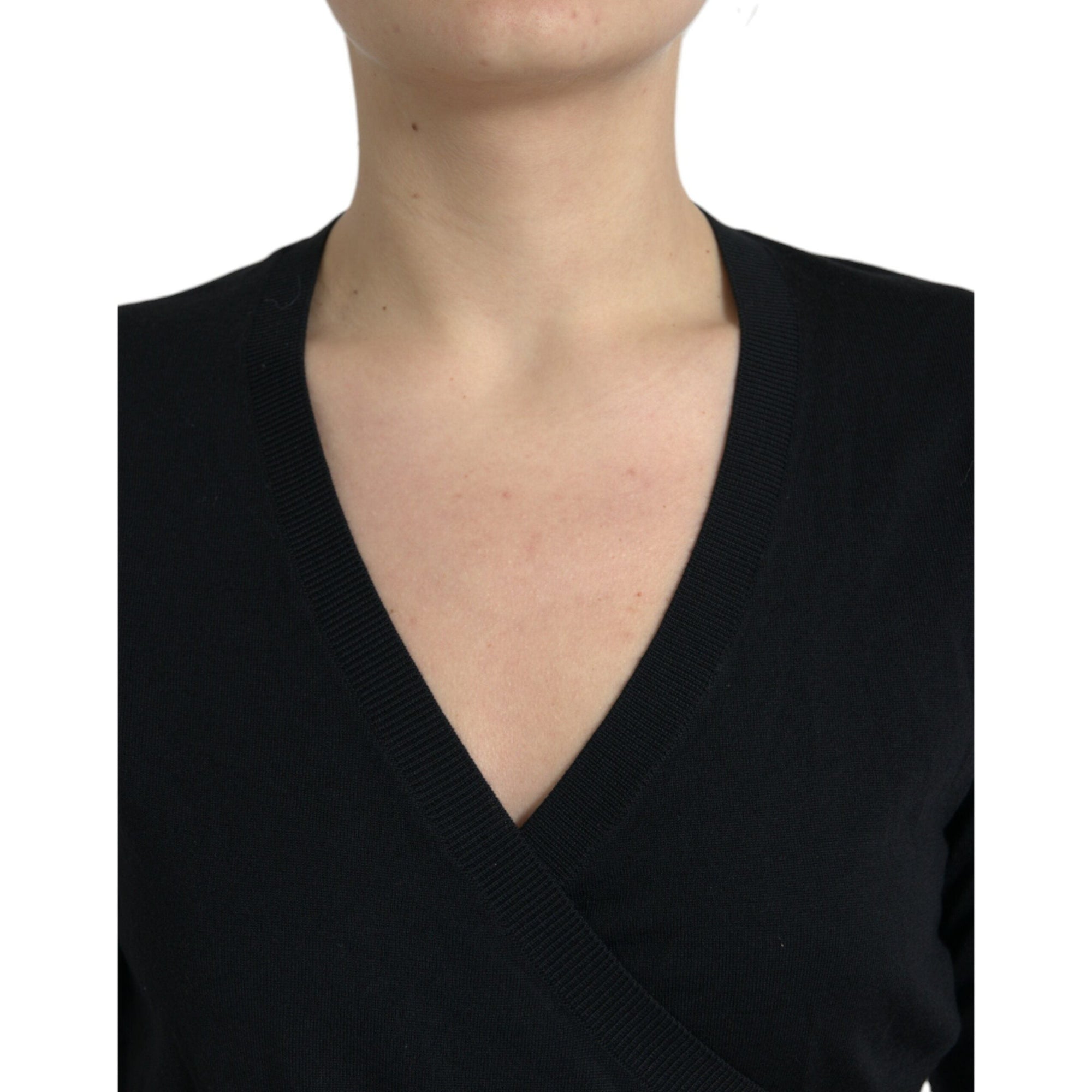 Dolce &amp; Gabbana Elegant Black Virgin Wool Cardigan Sweater