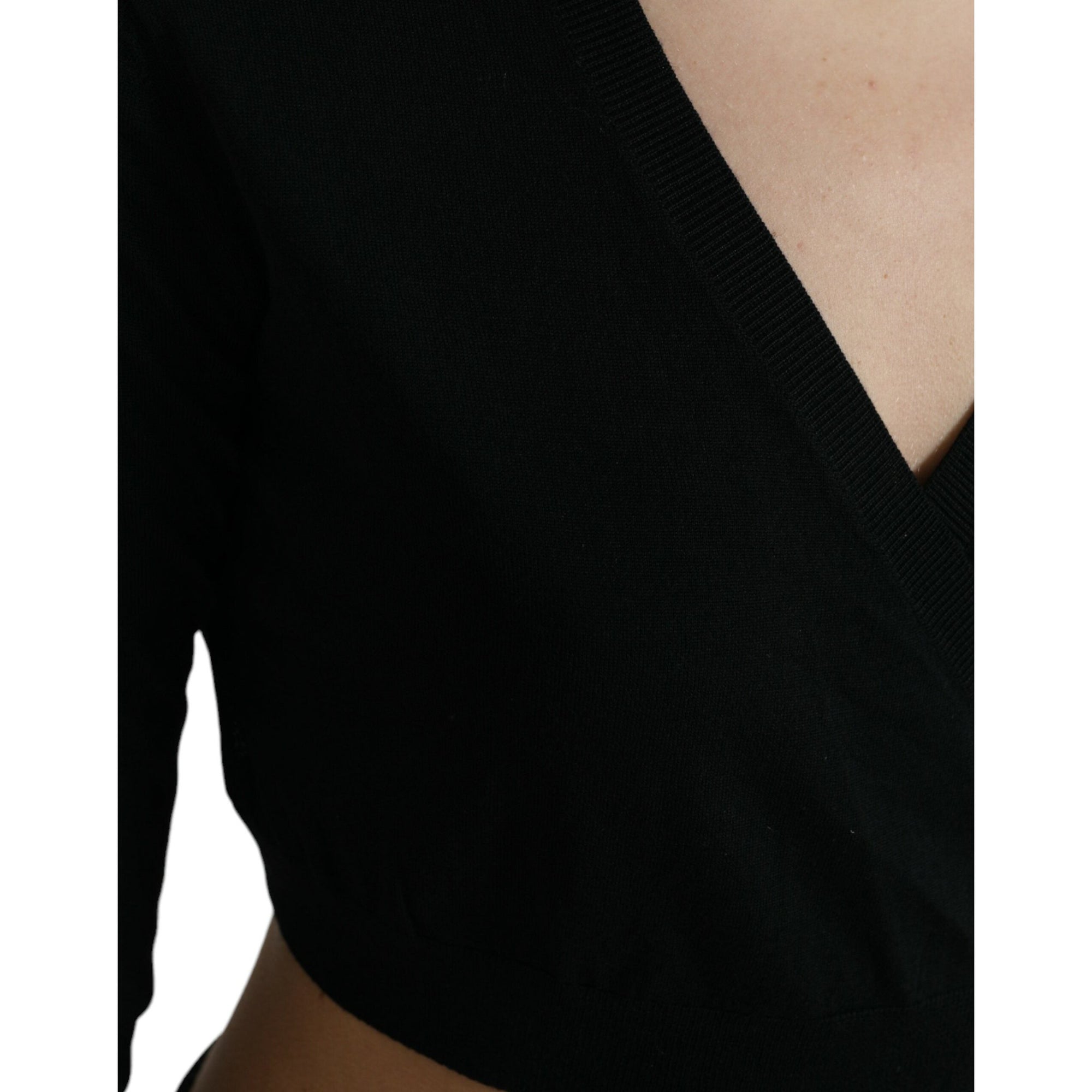 Dolce &amp; Gabbana Elegant Black Virgin Wool Cardigan Sweater