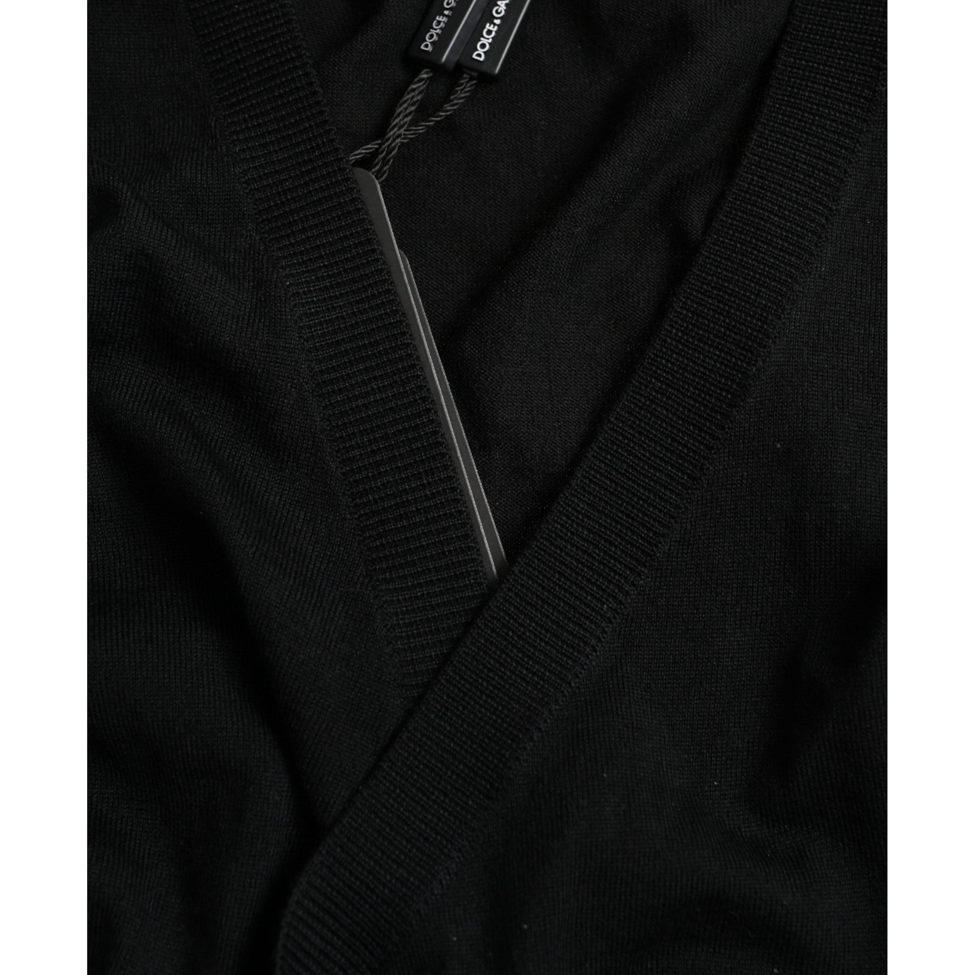 Dolce &amp; Gabbana Elegant Black Virgin Wool Cardigan Sweater