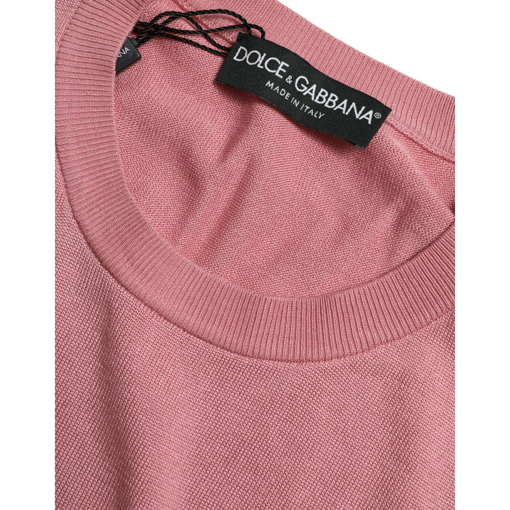Dolce &amp; Gabbana Elegant Silk Crew Neck Cropped Tank Top