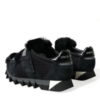 Dolce & Gabbana Elegant Fur-Embellished Suede Sneakers