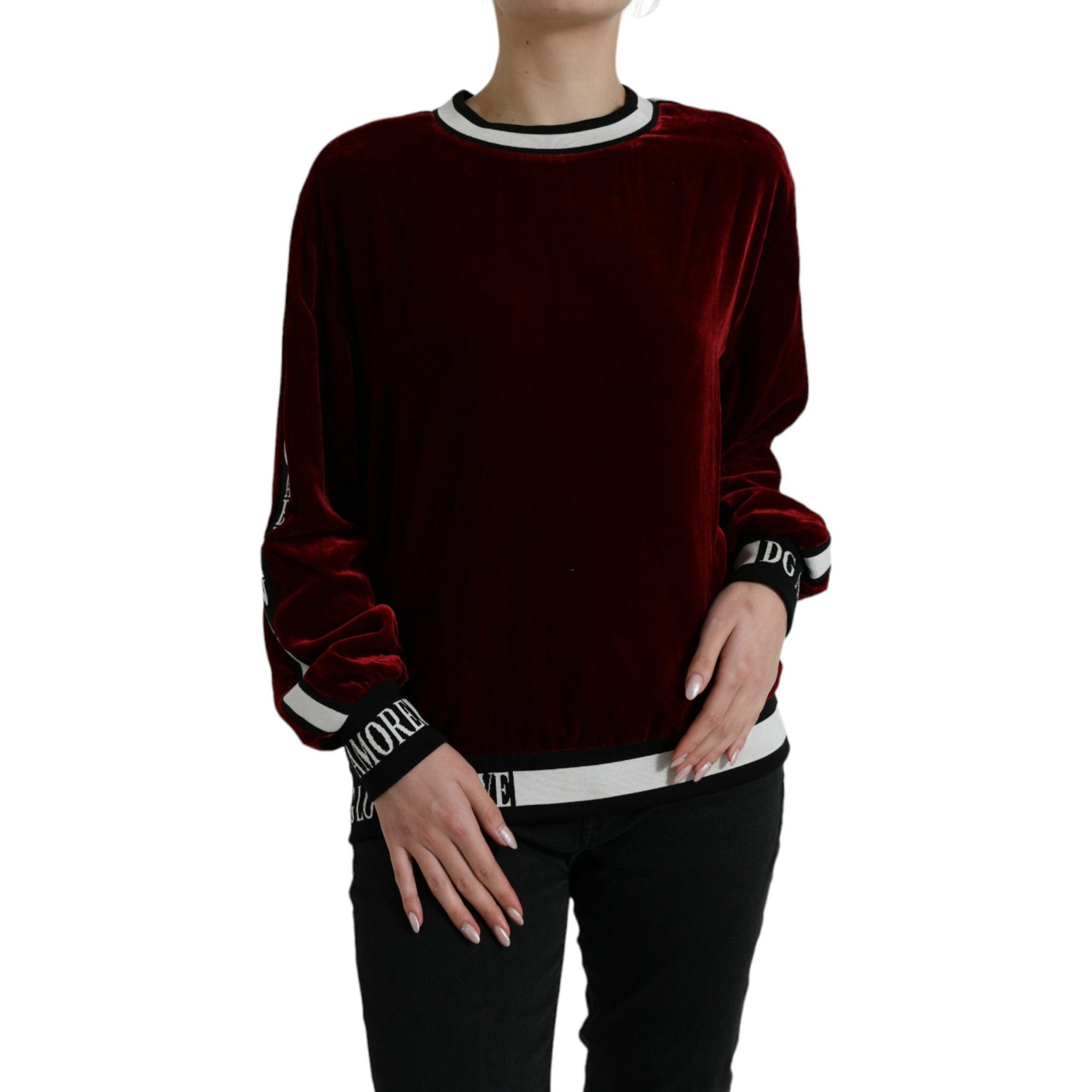 Dolce &amp; Gabbana Elegant Burgundy Silk-Blend Sweater