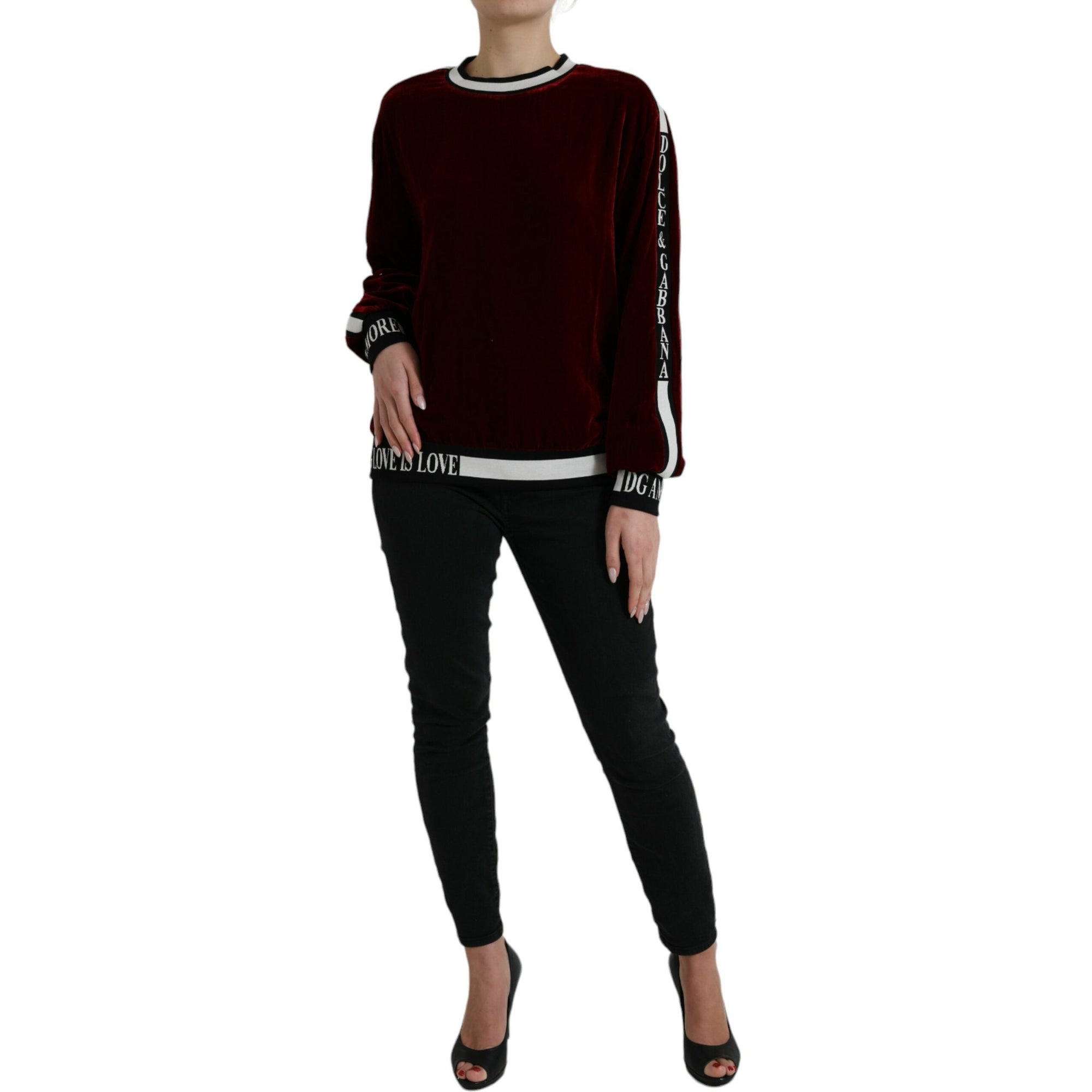 Dolce &amp; Gabbana Elegant Burgundy Silk-Blend Sweater
