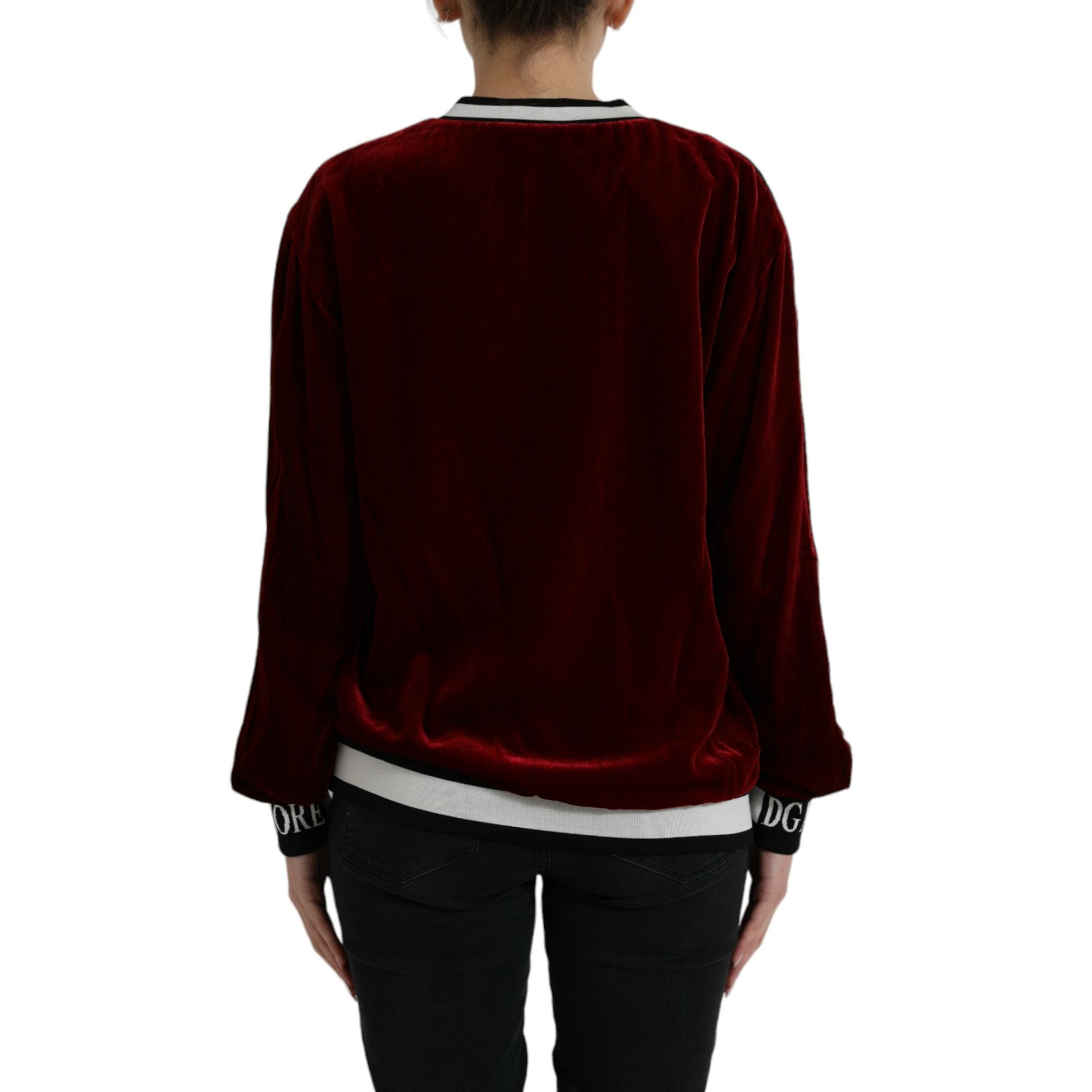 Dolce &amp; Gabbana Elegant Burgundy Silk-Blend Sweater