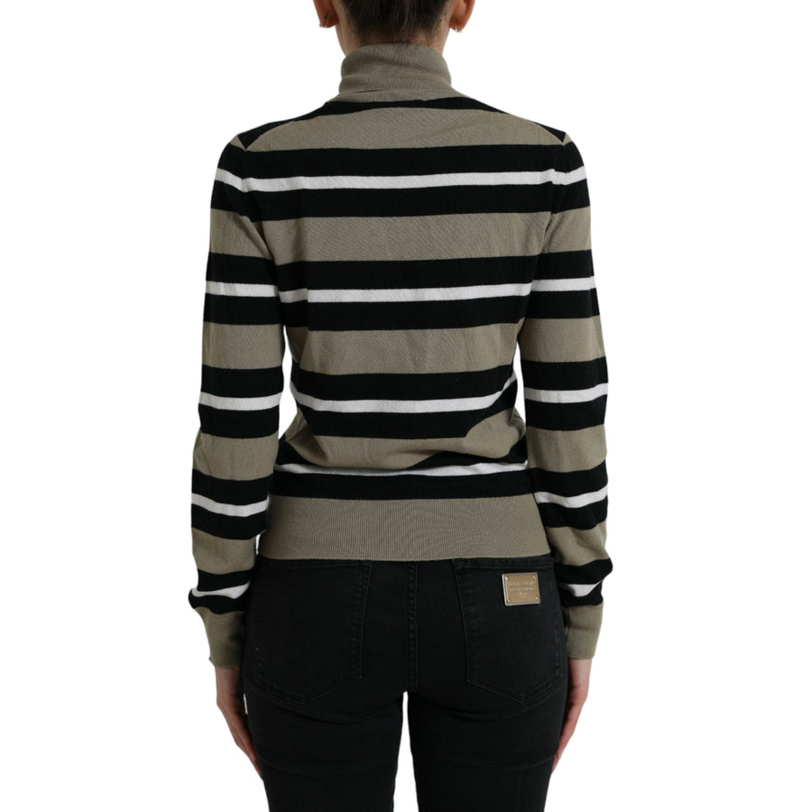 Dolce & Gabbana Elegant Striped Turtleneck Wool Sweater