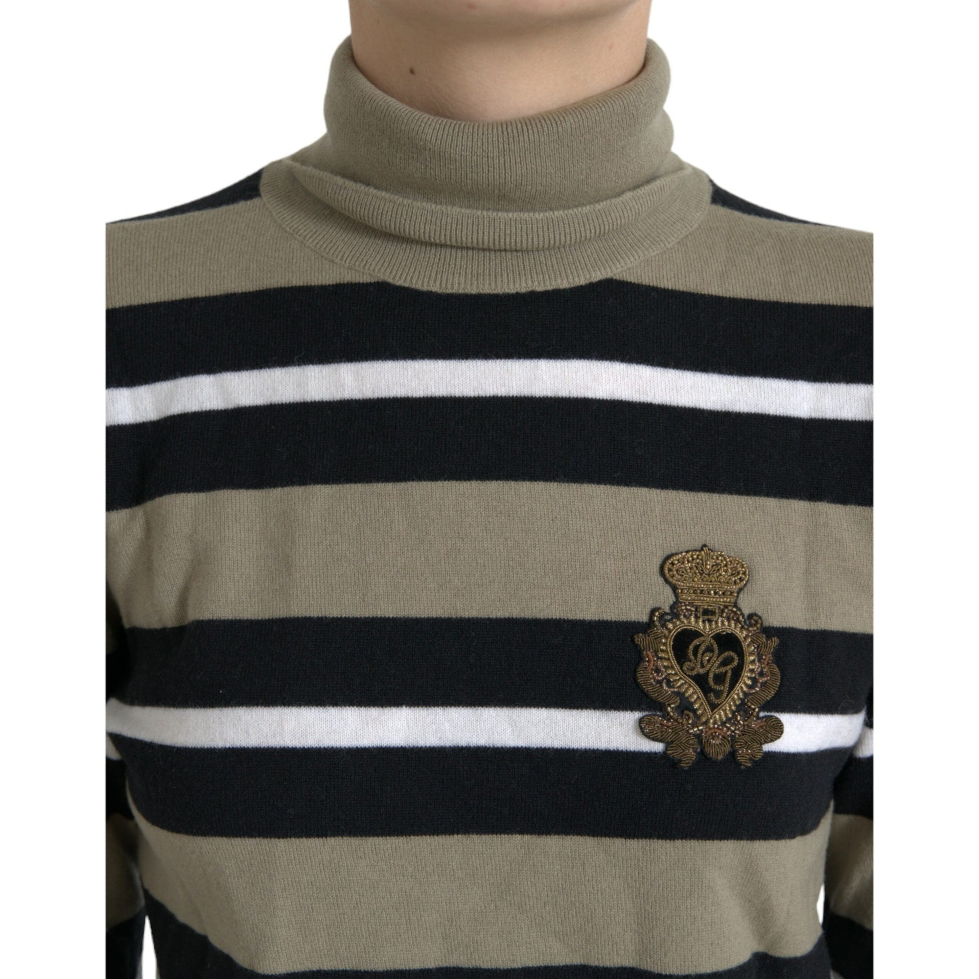 Dolce &amp; Gabbana Elegant Striped Turtleneck Wool Sweater
