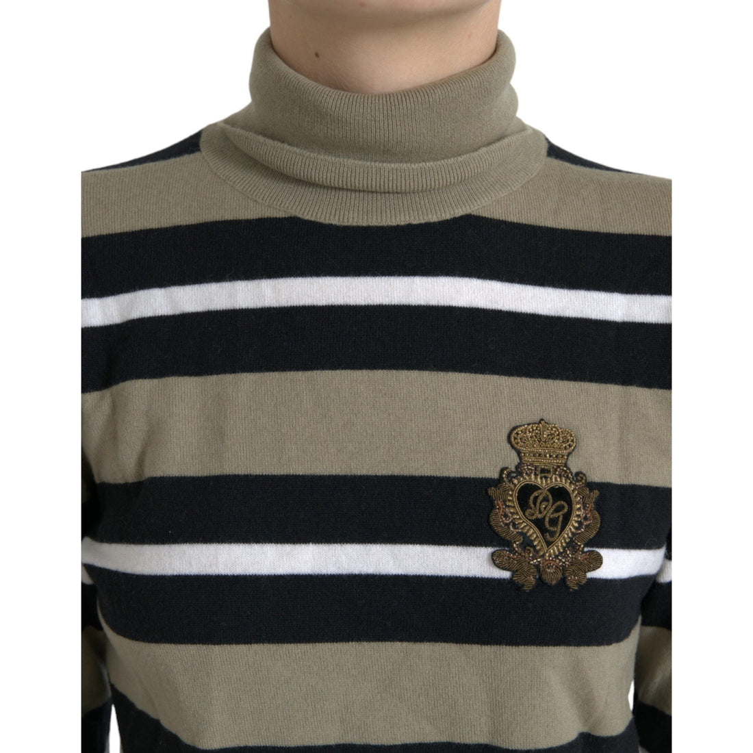 Dolce & Gabbana Elegant Striped Turtleneck Wool Sweater