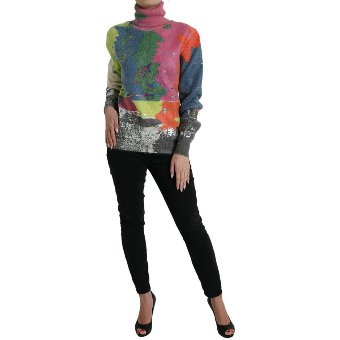 Dolce & Gabbana Multicolor Mohair Turtleneck Casual Sweater