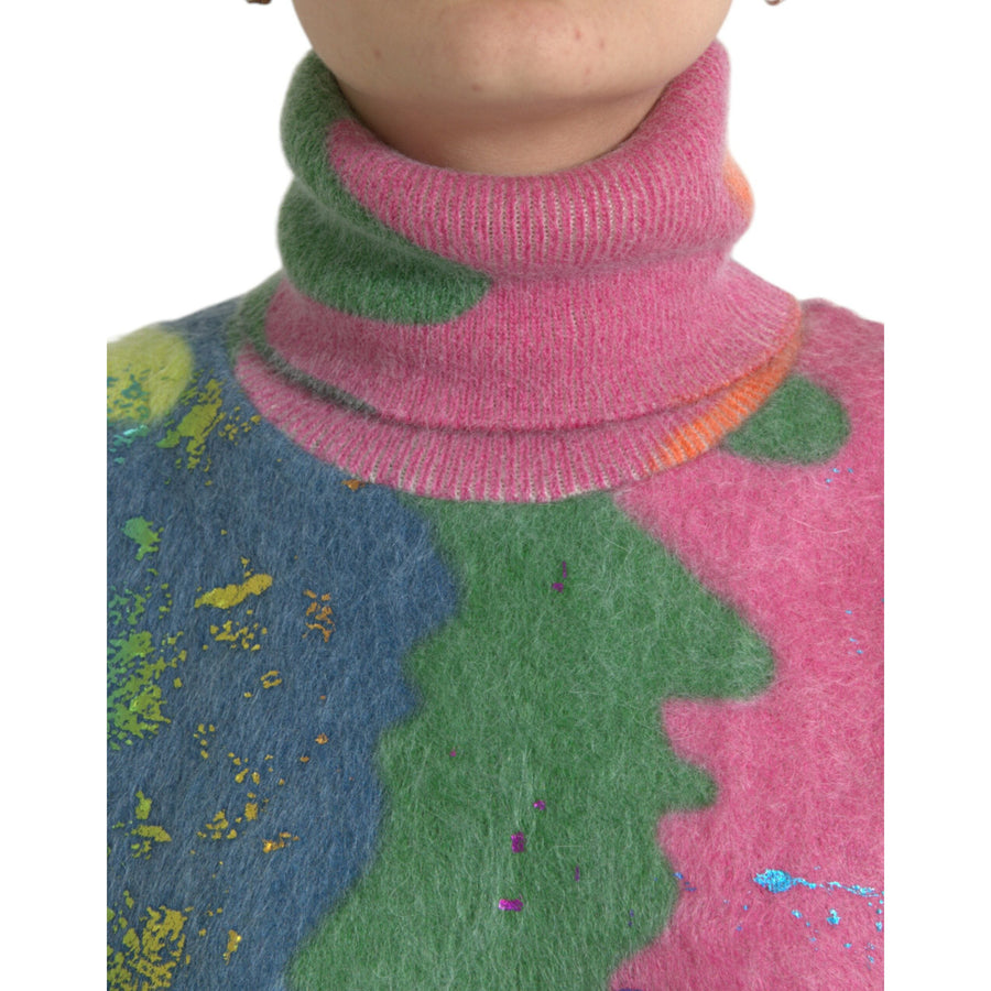 Dolce & Gabbana Multicolor Mohair Turtleneck Casual Sweater