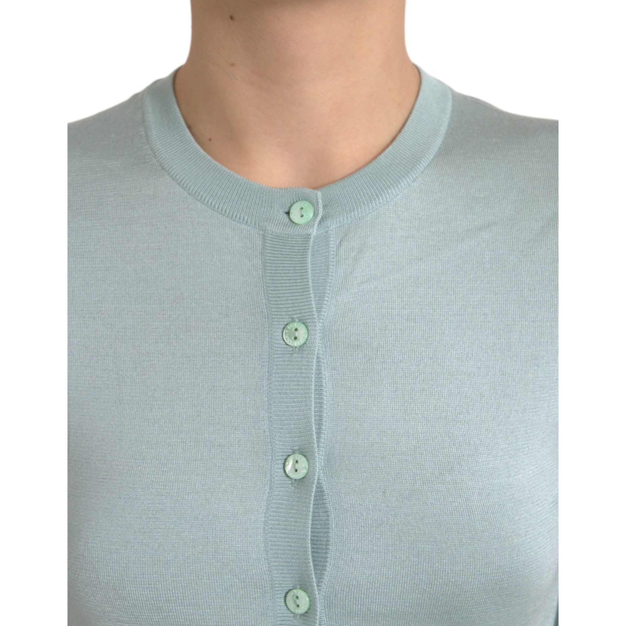 Dolce &amp; Gabbana Elegant Light Blue Silk Cardigan